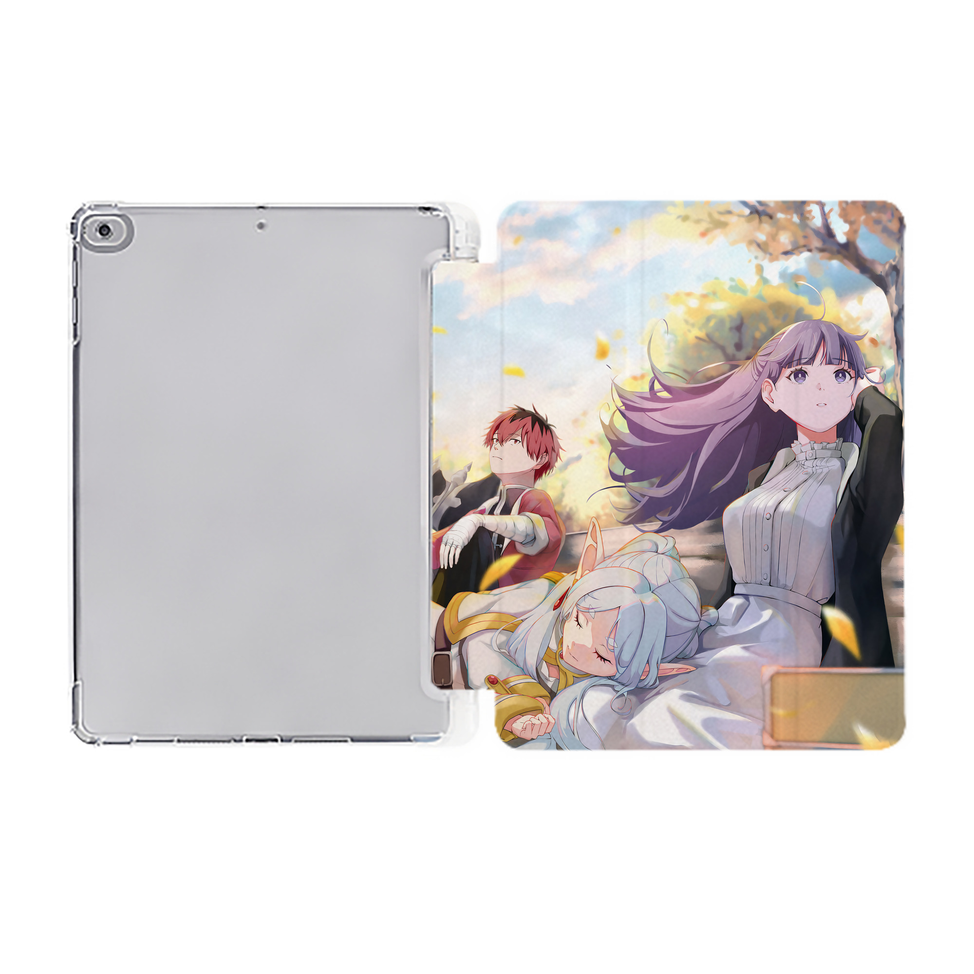 （画像用） 葬送のフリーレン Frieren IPad ケース ペン収納付き 三つ折りスタンド PUレザー×シリコン 対応機種9.5/10.5/10.9インチ